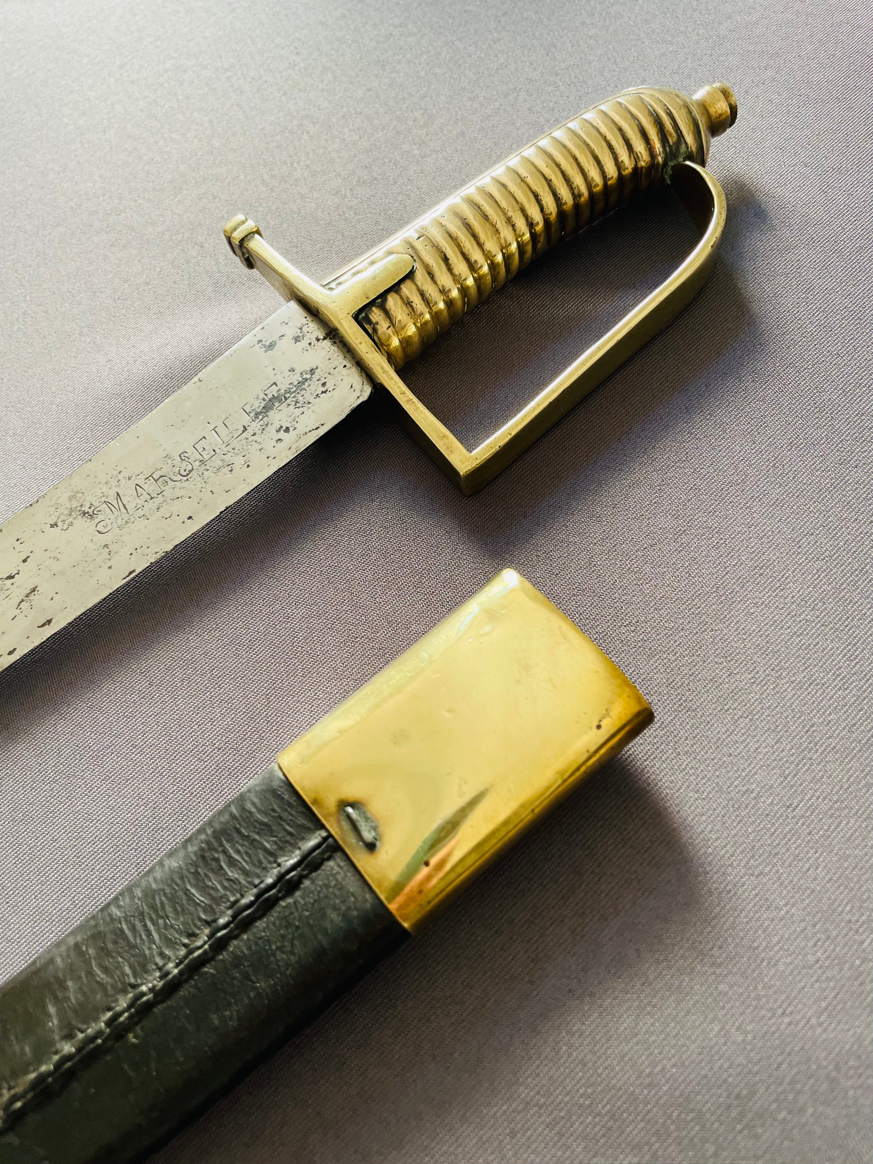 Sabre "briquet" de grenadier d'infanterie modèle 1767 gravé "Marseille"