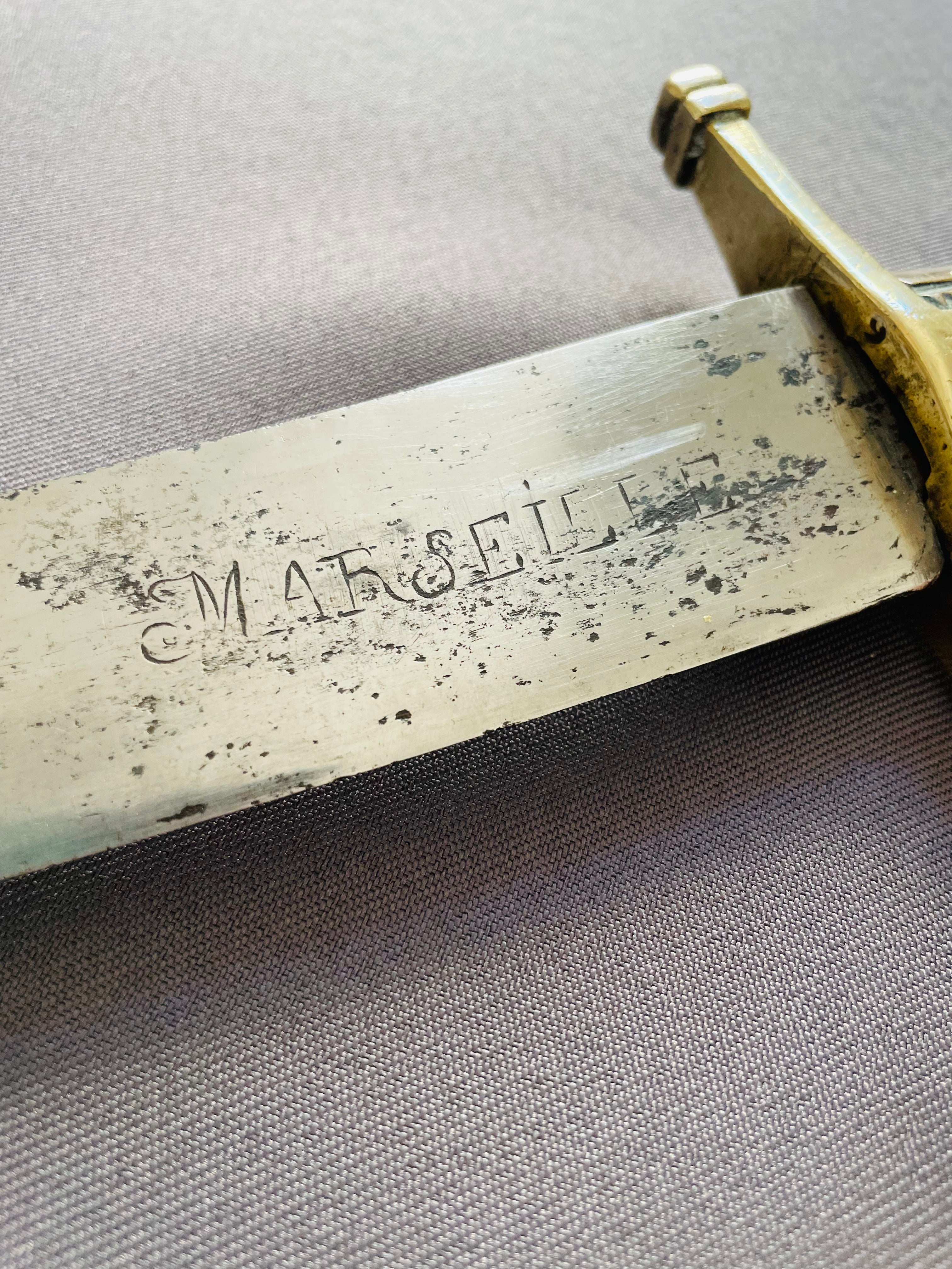 Sabre "briquet" de grenadier d'infanterie modèle 1767 gravé "Marseille"